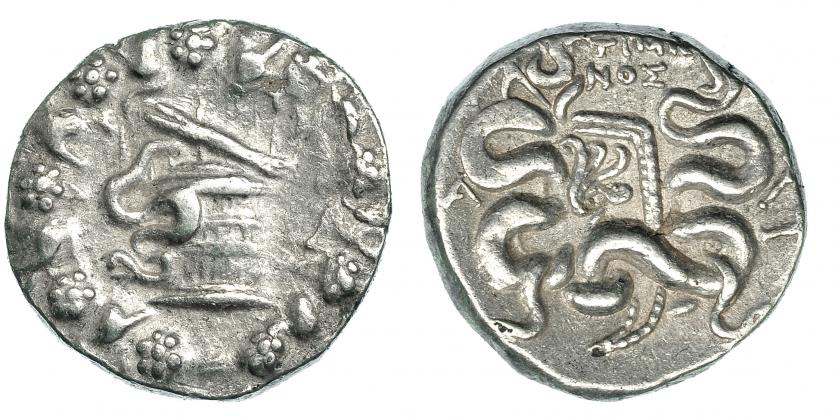 128   -  FRIGIA. APAMEIA. Cistóforo. R/ Magistrado Timonos. AR 12,41 g. SBG-5114 (vte.). MBC.