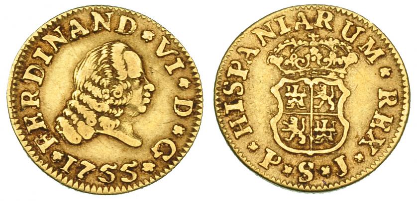 424   -  1/2 escudo. 1755. Sevilla. PJ. VI-429. MBC.