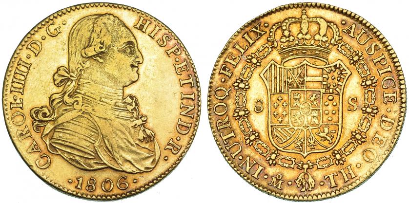 458   -  8 escudos. 1806. México. TH. VI-1343. Cuño de anv. algo oxidado. MBC+.