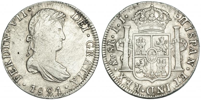 473   -  8 reales. 1821. México. JJ. VI-1101. Gratada. MBC-/MBC.