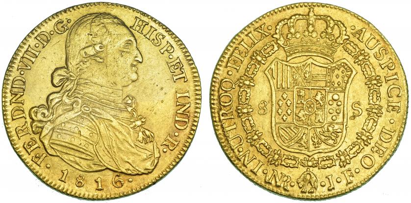 478   -  8 escudos. 1816. Nuevo Reino. JF. VI-1505. Pequeñas marcas. MBC+.