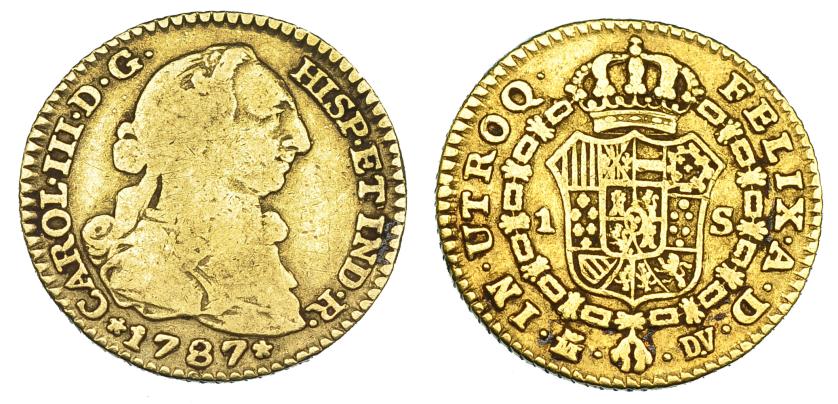 528   -  1 escudo. 1787. Madrid. DV. VI-1129. BC+/MBC-.