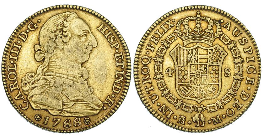 534   -  4 escudos. 1788. Madrid. M. VI-1472. MBC-/MBC.