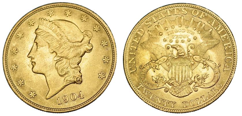 714   -  ESTADOS UNIDOS DE AMÉRICA. 20 dólares. 1904. KM-74.3. EBC-.