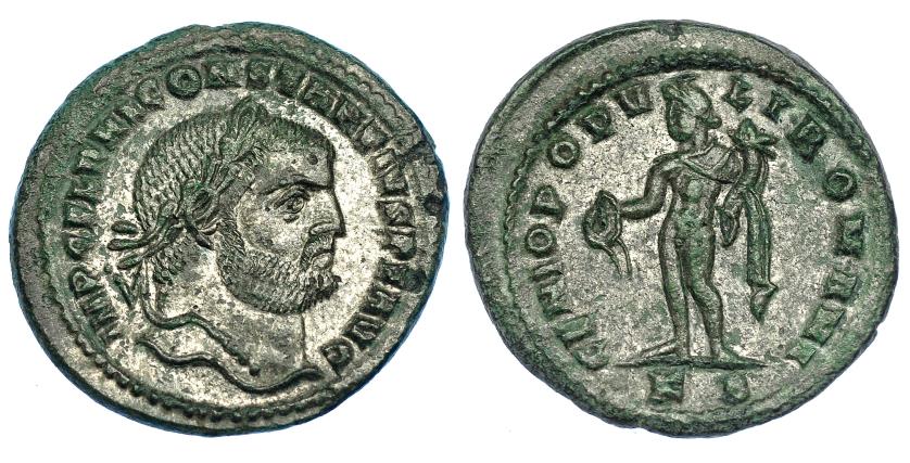 3098   -  CONSTANCIO CLORO. Follis. Cízico (305-306). R/ Genio a izq.; GENIO POPVLI ROMANI, exergo KB. RIC-21a. P.O. EBC-.