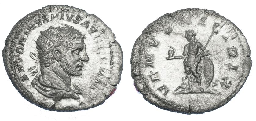 2275   -  IMPERIO ROMANO. CARACALLA. Antoniniano. Roma (213-217). R/ Venus a izq. con casco y cetro, escudo a sus pies; VENVS VICTRIX. AR 4,38 g. 24,1 mm. RIC-312 C. MBC+/MBC.