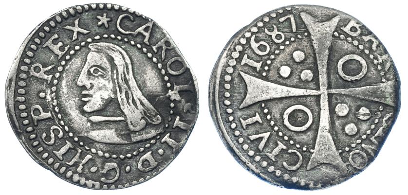 2538   -  CARLOS II. Croat. 1687. Barcelona. AC-210. MBC-.