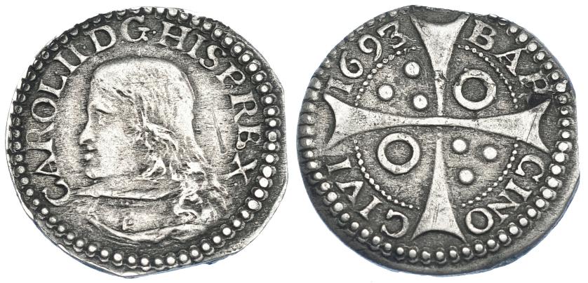 2539   -  CARLOS II. Croat. 1693. Barcelona. AC-211. Raya en anv. MBC-/MBC.