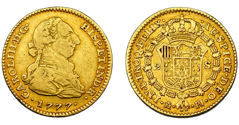 2564   -  CARLOS III. 2 escudos. 1777. Madrid. PJ. VI-1289. MBC-.