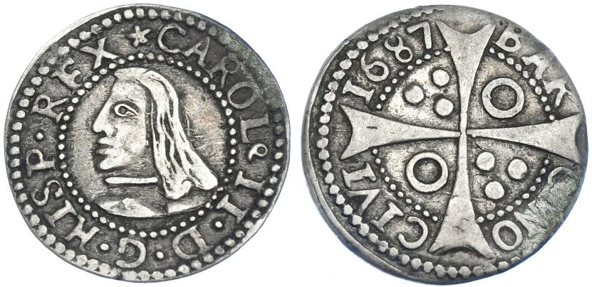 1048   -  CARLOS II. Croat. 1687. Barcelona. AC-210. MBC.