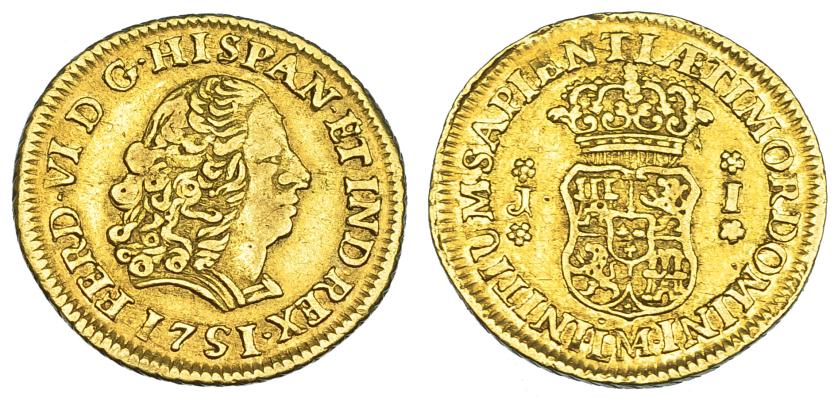 1080   -  FERNANDO VI. Escudo. 1751. Lima. J. VI-445. MBC. Rara.