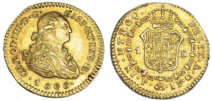 1110   -  CARLOS IV. Escudo. 1808. Popayán. JF. VI-978. EBC-/MBC+.