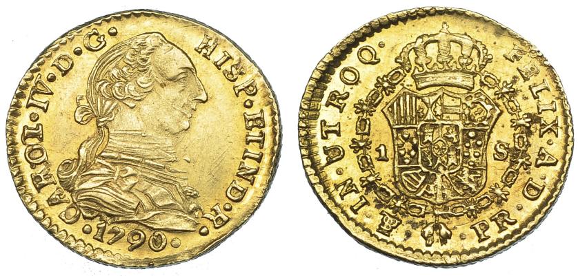 1111   -  CARLOS IV. Escudo. 1790. Potosí. PR. VI-980. B.O. EBC. Rara en esta conservación. 