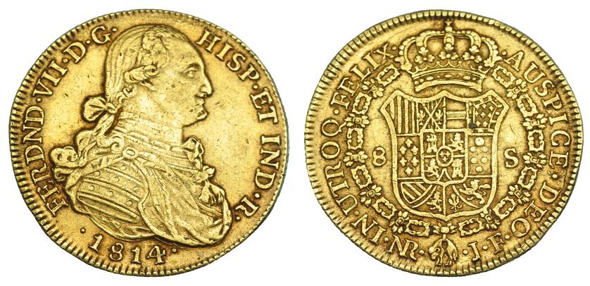 1141   -  FERNANDO VII. 8 escudos. 1814. Nuevo Reino. JF. VI-1503. MBC.