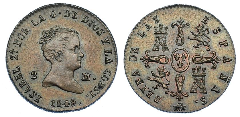 1170   -  ISABEL II. 2 maravedís. 1849. Segovia. VI-27. R.B.O. SC.