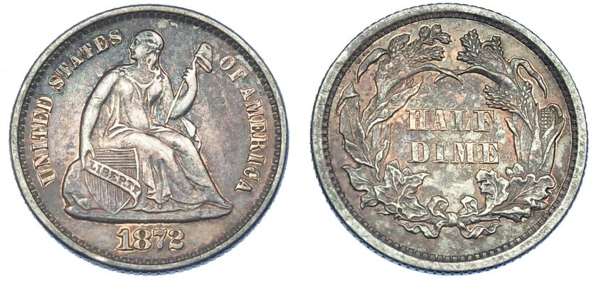 1223   -  ESTADOS UNIDOS DE AMÉRICA. 1/2 dime. 1872. KM-91. Pátina. EBC-.