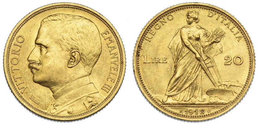 1243   -  ITALIA. Víctor Manuel III. 20 liras.. 1912.R. FR-28- KM-48. B.O. SC.