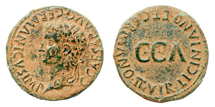 321   -  CAESARAUGUSTA. Dupondio. Calígula. A/ Cabeza laureada a izq.; G CAESAR AVG GERMANICVS IMP. R/ C C A, alrededor LICINIANO ET GERMANO II VIR. AE 11,83 g. 28 mm. RPC-370. APRH-370. ACIP-3099. CC-4789, mismo ejemplar*. Superficies erosionadas. MBC/MBC+. Rara.