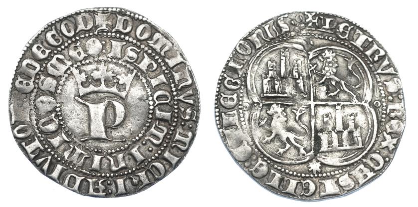 693   -  REINOS DE CASTILLA Y LEÓN. PEDRO I. Real. Coruña. R/ Final de la ley. : LEGIONIS. AR 3,08 g. 26 mm. III-379. BMM-529. MBC. Escasa.