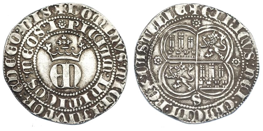 708   -  REINOS DE CASTILLA Y LEÓN. ENRIQUE II. Real. Sevilla. AR 3,15 g. 26,5 mm. III-406. BMM-553. MBC+. 