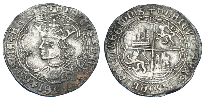 746   -  REINOS DE CASTILLA Y LEÓN. ENRIQUE IV. Real. Sevilla. AR 3,36 g. 27,2 mm. III-685. BMM-894.1. Oxidaciones en anv. MBC.