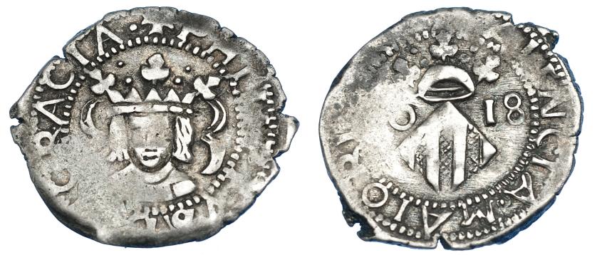 994   -  FELIPE III. Dieciocheno. 1618. Valencia. AC-564. Vanos de acuñación. MBC. Escasa.