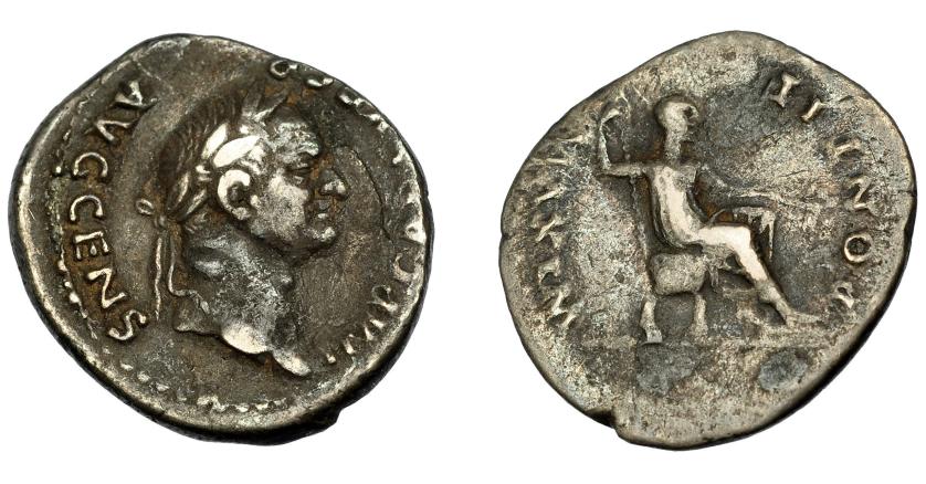 155   -  IMPERIO ROMANO. VESPASIANO. Denario. Roma (73 d.C.). A/ Busto laureado a der.