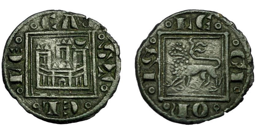 436   -  REINOS DE CASTILLA Y LEÓN. ALFONSO X. Óbolo-meaja. Marca creciente sobre la torre derecha. VE 0,48 g. 14,2 mm. III-288. BMM-418. MBC+/MBC.