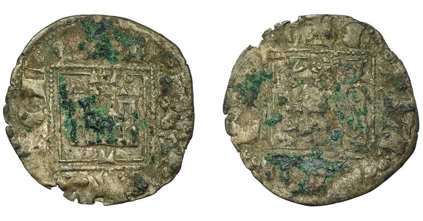 463   -  REINOS DE CASTILLA Y LEÓN. ALFONSO XI. Novén. León. Roel sobre la torre derecha del castillo. VE 0,78 g. 17,9 mm. III-357.2 vte. BMM-485.5. Oxidaciones. MBC-.