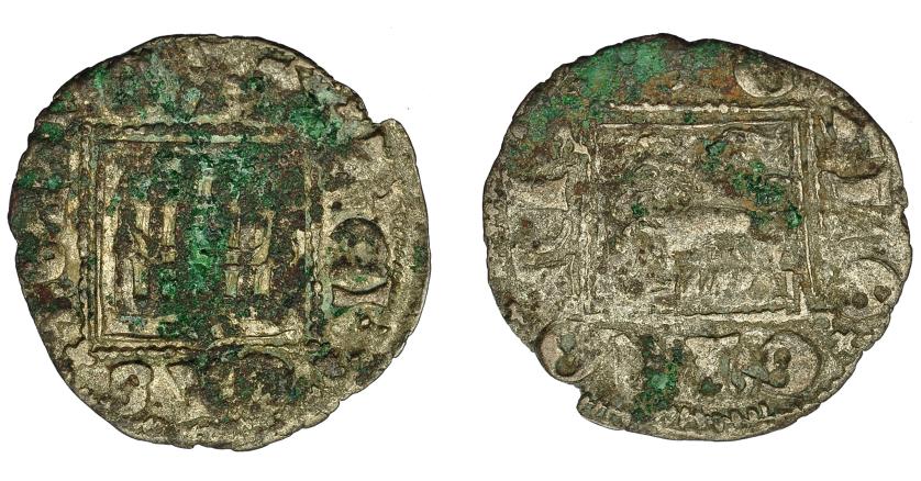 464   -  REINOS DE CASTILLA Y LEÓN. ALFONSO XI. Novén. Sevilla. S tumbada. A/ + AL/REI/CAS/TELL/E. VE 0,71 g. 18,6 mm. III-358.1 vte. BMM-486.1 vte. Oxidaciones. MBC-.