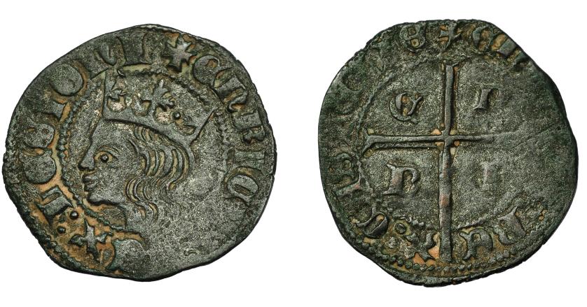 470   -  REINOS DE CASTILLA Y LEÓN. ENRIQUE II. Cruzado. Sin marcas. VE 2,02 g. 21,7 mm. III-450. BMM-621. Vanos. MBC.