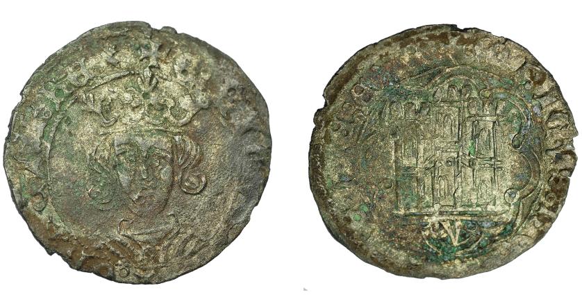 484   -  REINOS DE CASTILLA Y LEÓN. ENRIQUE IV. Cuartillo. Villalón. VE 2,80 g. 26,5 mm. III-759. BMM-1028. Vellón rico. Leves oxidaciones. BC+/MBC. Escasa.