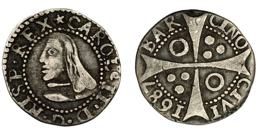 561   -  CARLOS II. Croat. 1687. Barcelona. AC-210. MBC-.