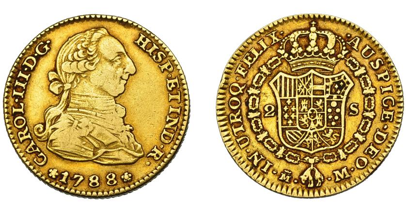 594   -  CARLOS III. 2 escudos. 1788. Madrid. M. VI-1297. MBC-/MBC.