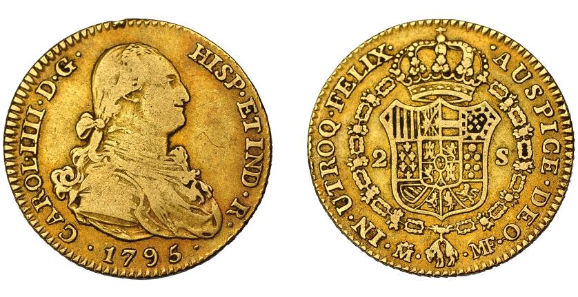 624   -  CARLOS IV. 2 escudos. 1795. Madrid. MF. VI-1044. MBC-/MBC.