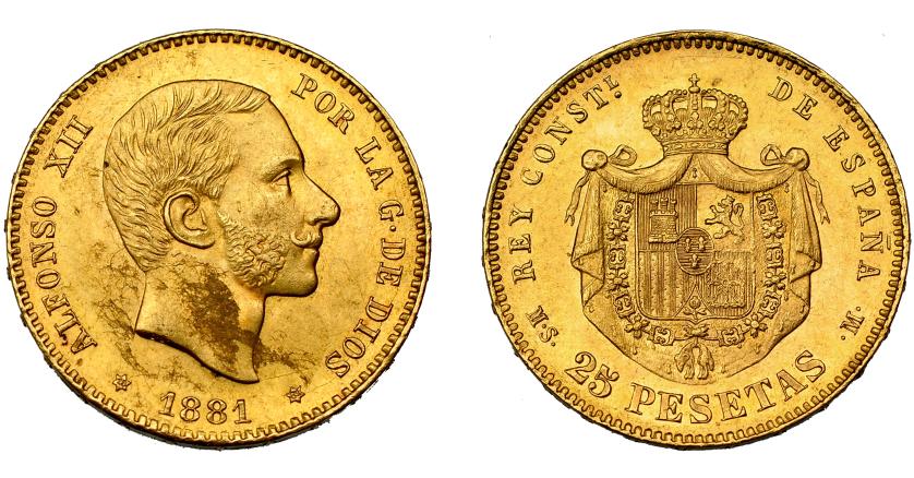 754   -  ALFONSO XII. 25 pesetas. 1881*18-81. Madrid. MSM. VII-110. MBC+/EBC-.