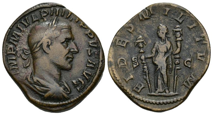 377   -  IMPERIO ROMANO. FILIPO I. Sestercio. Roma (244-249).