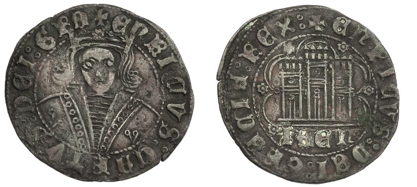 625   -  REINOS DE CASTILLA Y LEÓN. ENRIQUE IV. Cuartillo. Jaén. A gótica invertida en la marca de ceca. VE 3,14 g. 28,2 mm. III-746.2. BMM-1013.4. MBC. Muy escasa.