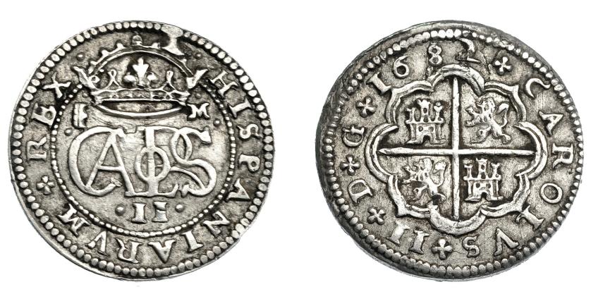 654   -  CARLOS II. 2 reales. 1682. Segovia. M. AC-442. MBC+.