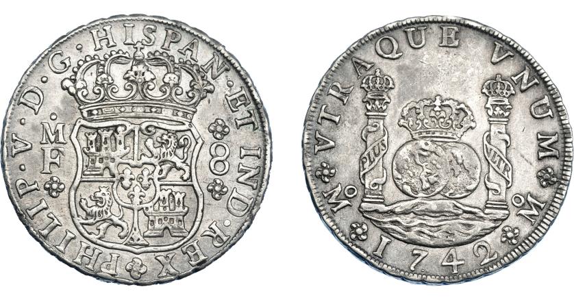 695   -  FELIPE V. 8 reales. 1742. México. MF. VI-1150. MBC+.