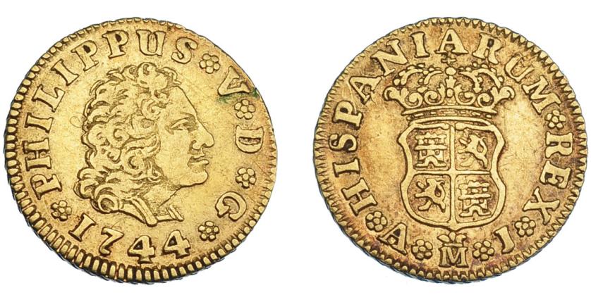 704   -  FELIPE V. 1/2 escudo. 1744. Madrid. AJ. VI-1279. MBC.