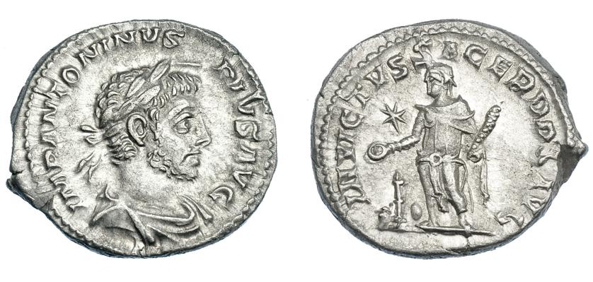 439   -  IMPERIO ROMANO. HELIOGÁBALO. Denario. Roma (218-222). A/ Busto laureado y acorazado a der.; IMP ANTONINVS PIVS AVG. R/ El emperador, en traje de sacerdote sirio, a izq. con clava y ofrendando en un quemaperfumes, en campo estrella; INVICTVS SACERDOS AVG. AR 3,61 g. 19,3 mm. RIC-88b. EBC.