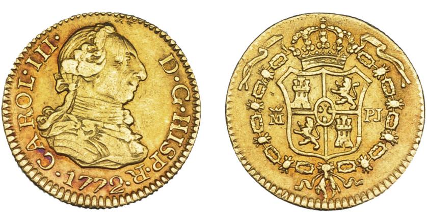 583   -  CARLOS III. 1/2 escudo. 1772. Madrid. PJ. VI-1053. Rayita. MBC+.