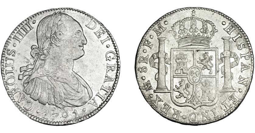 597   -  CARLOS IV. 8 reales. 1791. México FM. VI-787. Pequeñas marcas. MBC+.