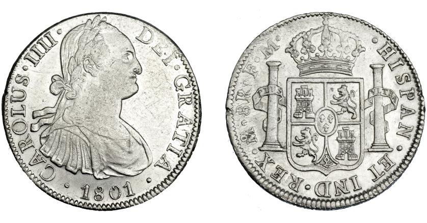 602   -  CARLOS IV. 1801. México. FM. VI-797. R.B.O. MBC+/EBC-. Escasa.