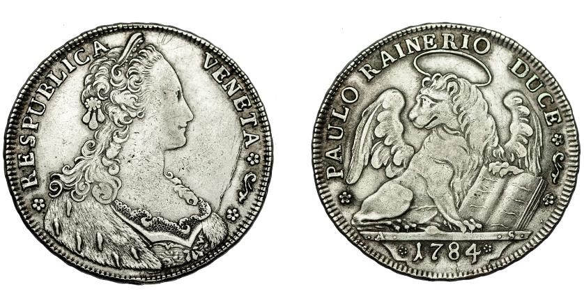 711   -  MONEDAS EXTRANJERAS. ESTADOS ITALIANOS. Venecia. Tallero. 1784. C-104. Rebaba en anv. MBc-/MBC.