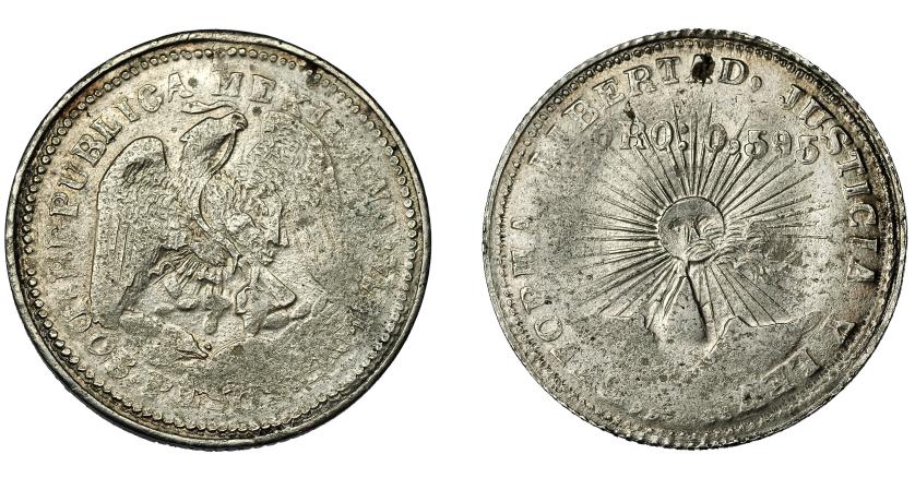 727   -  MONEDAS EXTRANJERAS. MÉXICO. Dos pesos. 1914. Guerrero. GRp. Acuñada por el General Zapata. KM-643. Acuñación defectuosa. MBC.