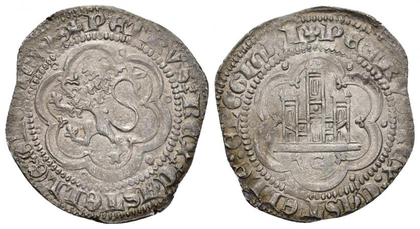 589   -  REINOS DE CASTILLA Y LEÓN. PEDRO I. 2 maravedís. Sevilla. VE 2,19 g. 27,3 mm. III-388. BM-539. Cospel irregular. EBC-.