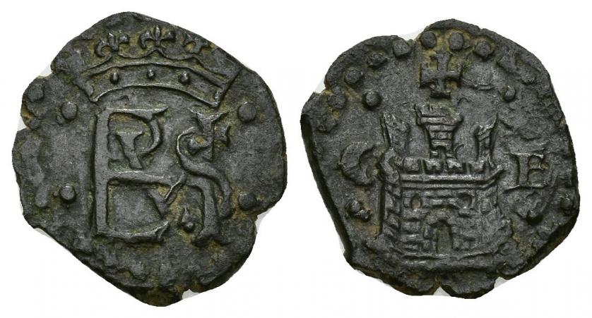 614   -  FELIPE II. Blanca. Burgos. VE 1,38 g. 14,3 mm. AC-30. MBC+.