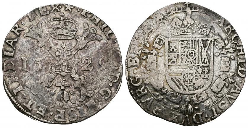 677   -  FELIPE IV. Patagón. Maastricht. 1629. A/ PHIL IIII D G HISP ET INDIAR REX. R/ ARCHID AVST DVX BVRG CO ART Zc . AR 27,65 g. 41,14 mm. Vanhoudt-645.MA. DEL I-298. MBC-.